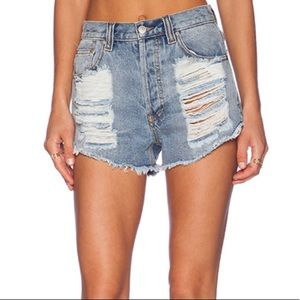 MINKPINK Slasher High Ride Ripped Jean Shorts